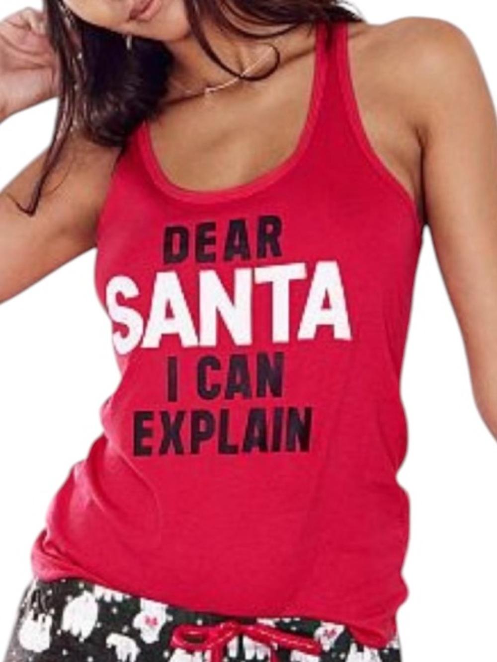 Victoria Secret Dear Santa, I Can Explain Cross Back Tank Top